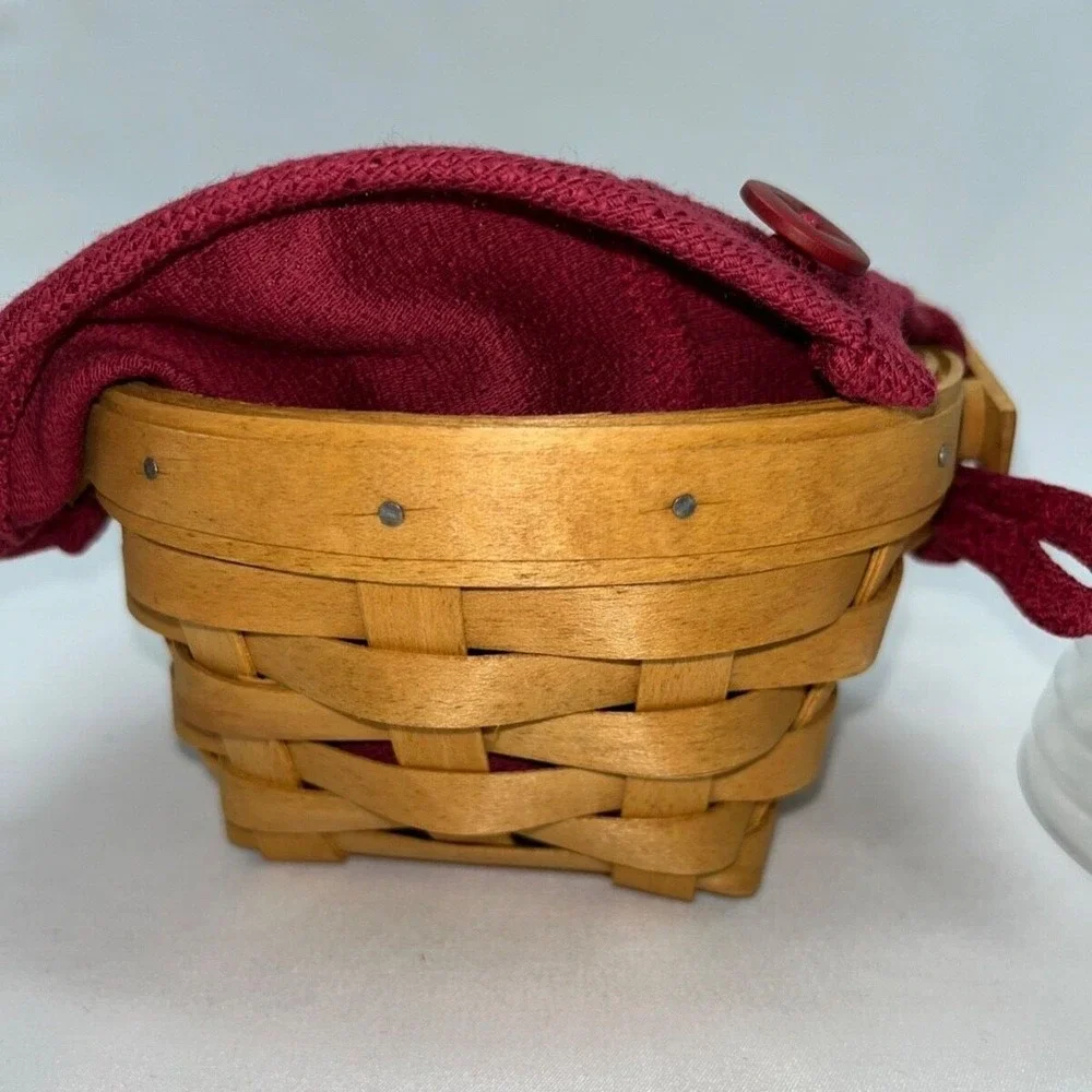 2005 Longaberger Dresden Small Basket Paprika Red Fabric Liner Protector